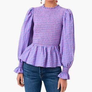 Tuckernuck Hyacinth House Gingham Blouse Size Small NWT